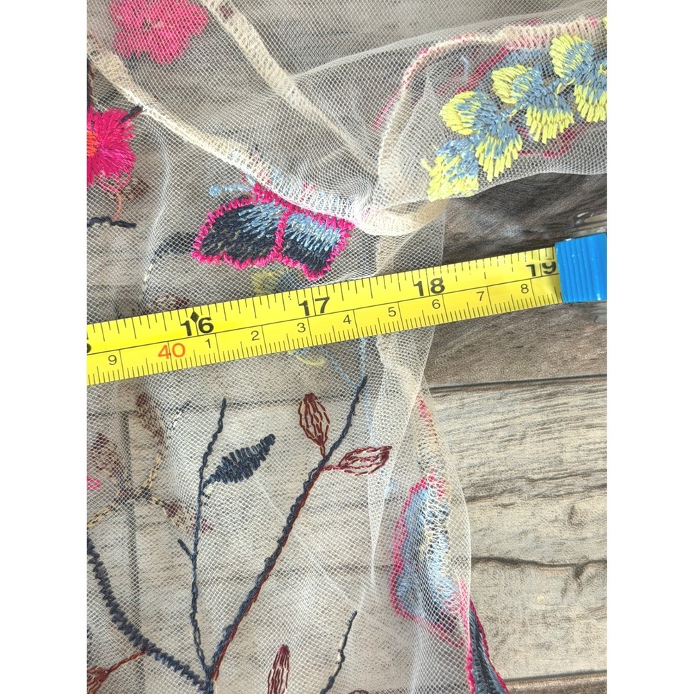 Free People Floral Embroidered Mini Dress XS Oversized Tulle Sheer Festival Boho - Picture 8 of 12